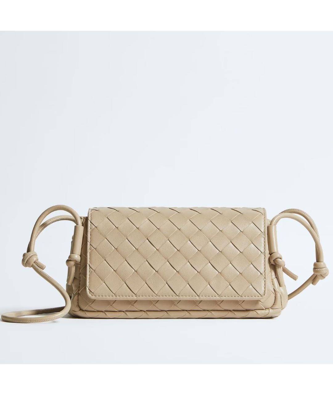 BOTTEGA VENETA Бежевая кожаная сумка через плечо, фото 4