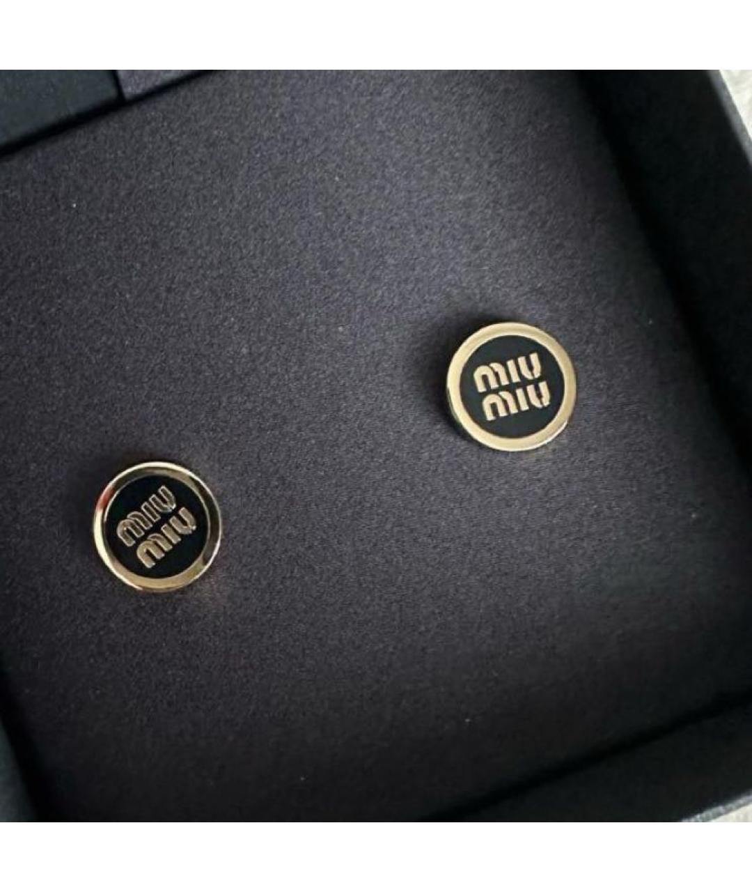 MIU MIU Черные металлические серьги, фото 2