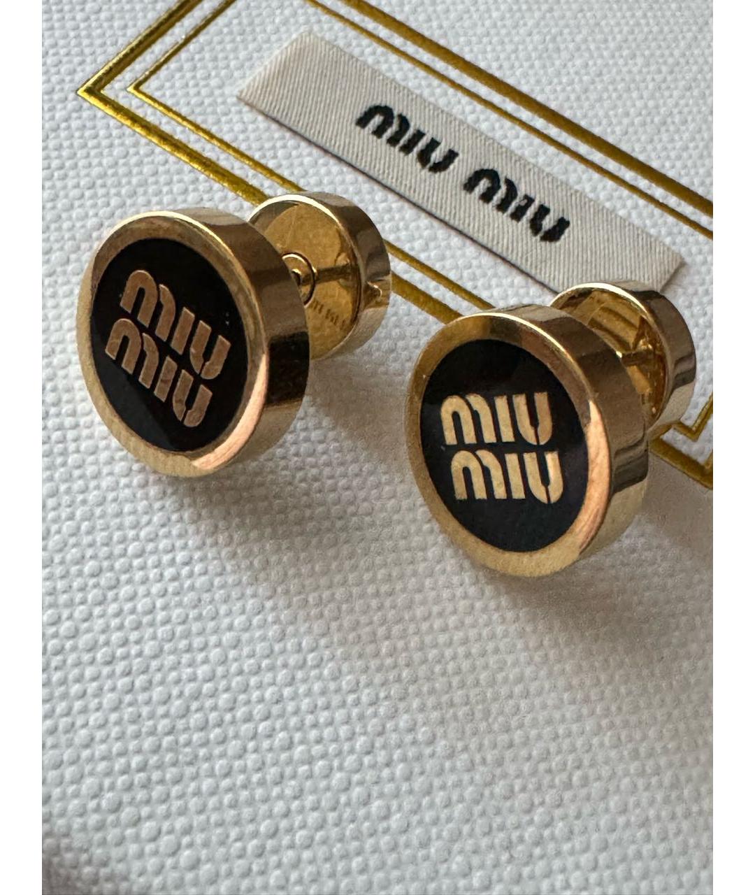 MIU MIU Черные металлические серьги, фото 6