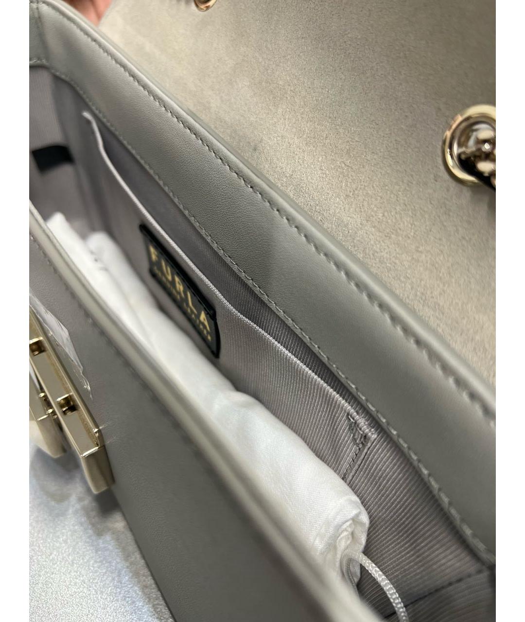 FURLA Серая кожаная сумка через плечо, фото 4