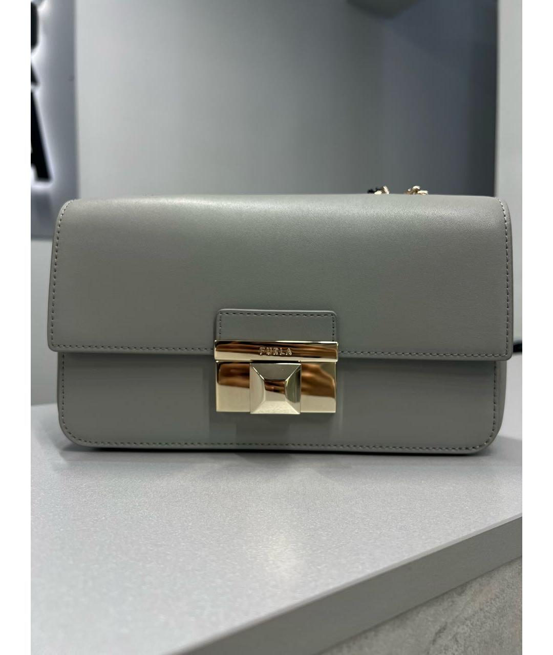 FURLA Серая кожаная сумка через плечо, фото 5