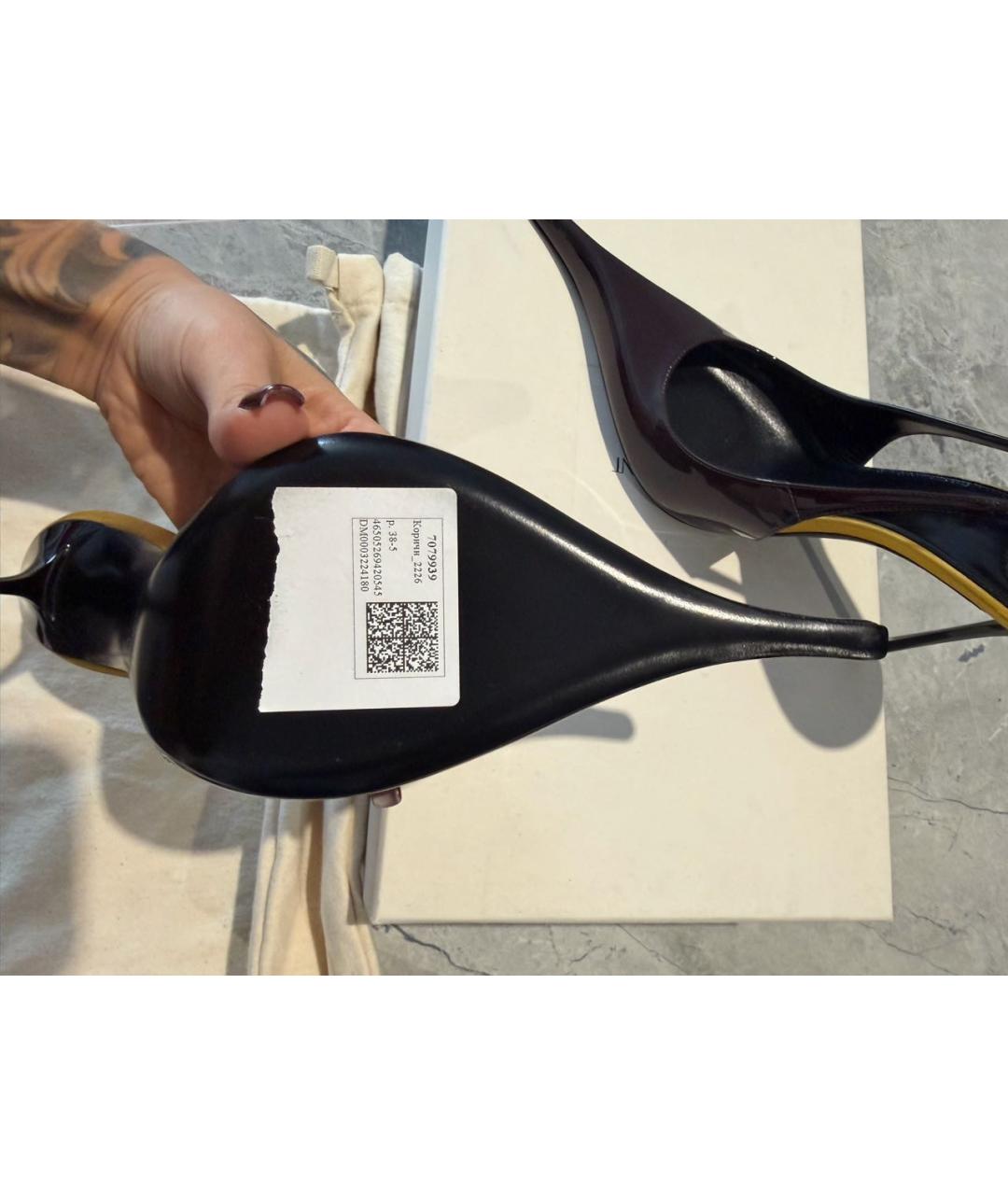 SAINT LAURENT Коричневые туфли из лакированной кожи, фото 6