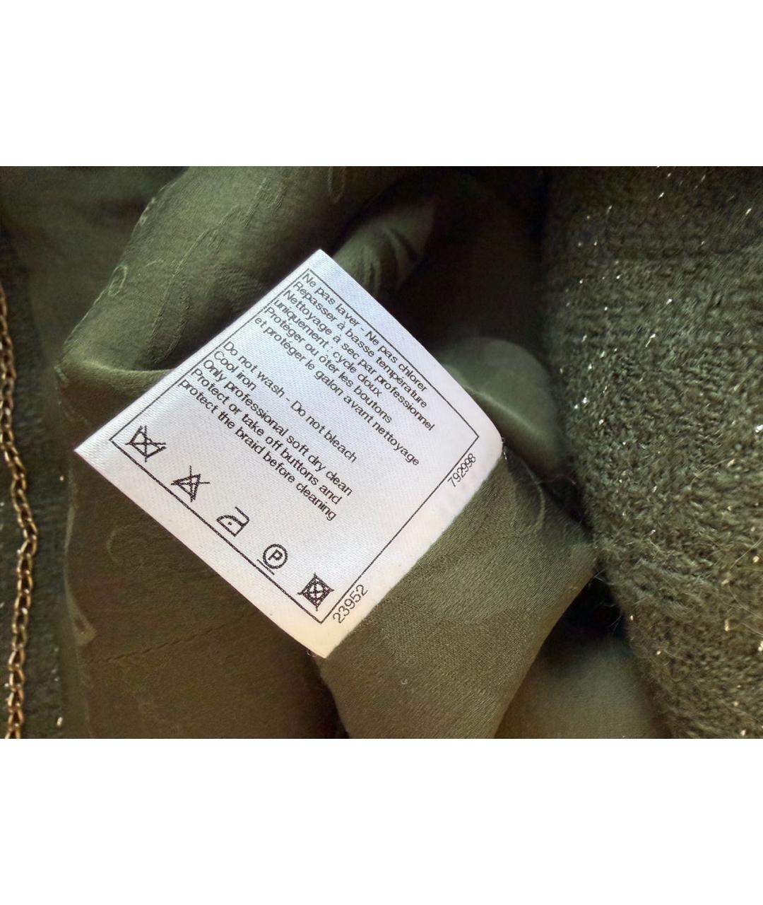 CHANEL Зеленый шерстяной жакет/пиджак, фото 7