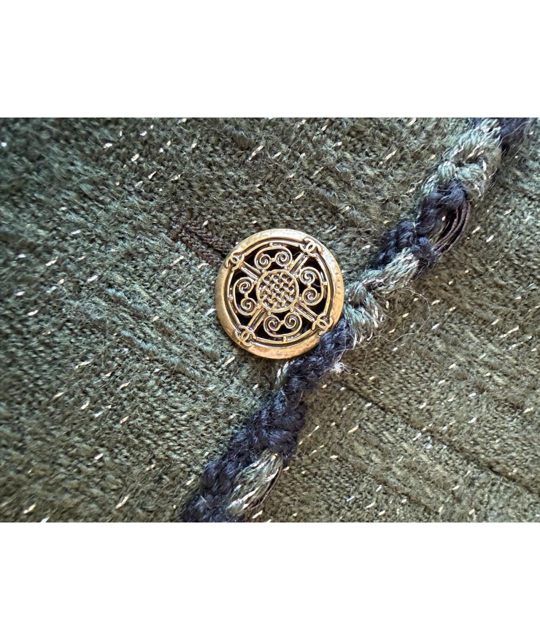 CHANEL Зеленый шерстяной жакет/пиджак, фото 5