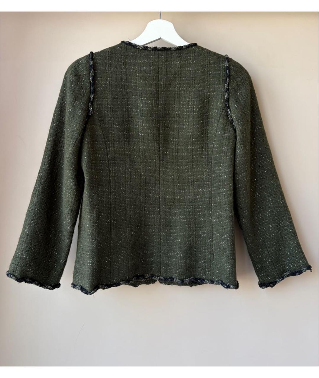 CHANEL Зеленый шерстяной жакет/пиджак, фото 3