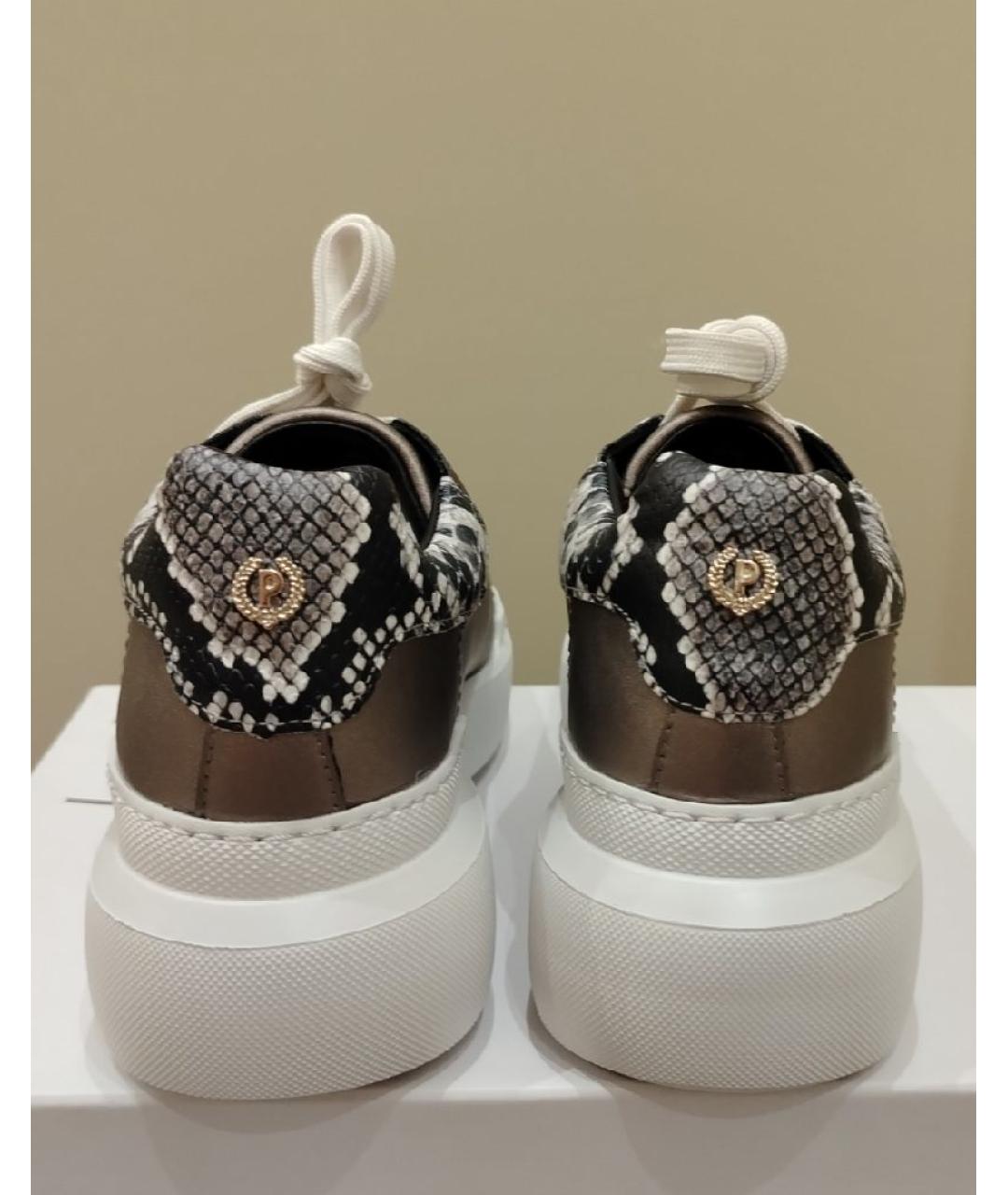 POLLINI Бежевые кроссовки из искусственной кожи, фото 4