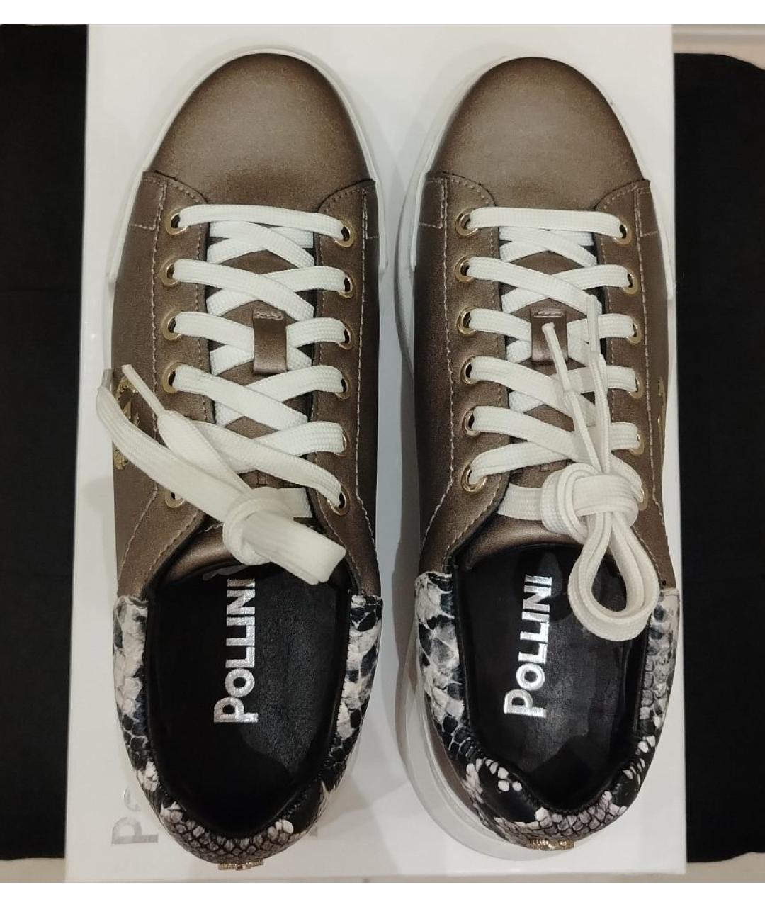 POLLINI Бежевые кроссовки из искусственной кожи, фото 3