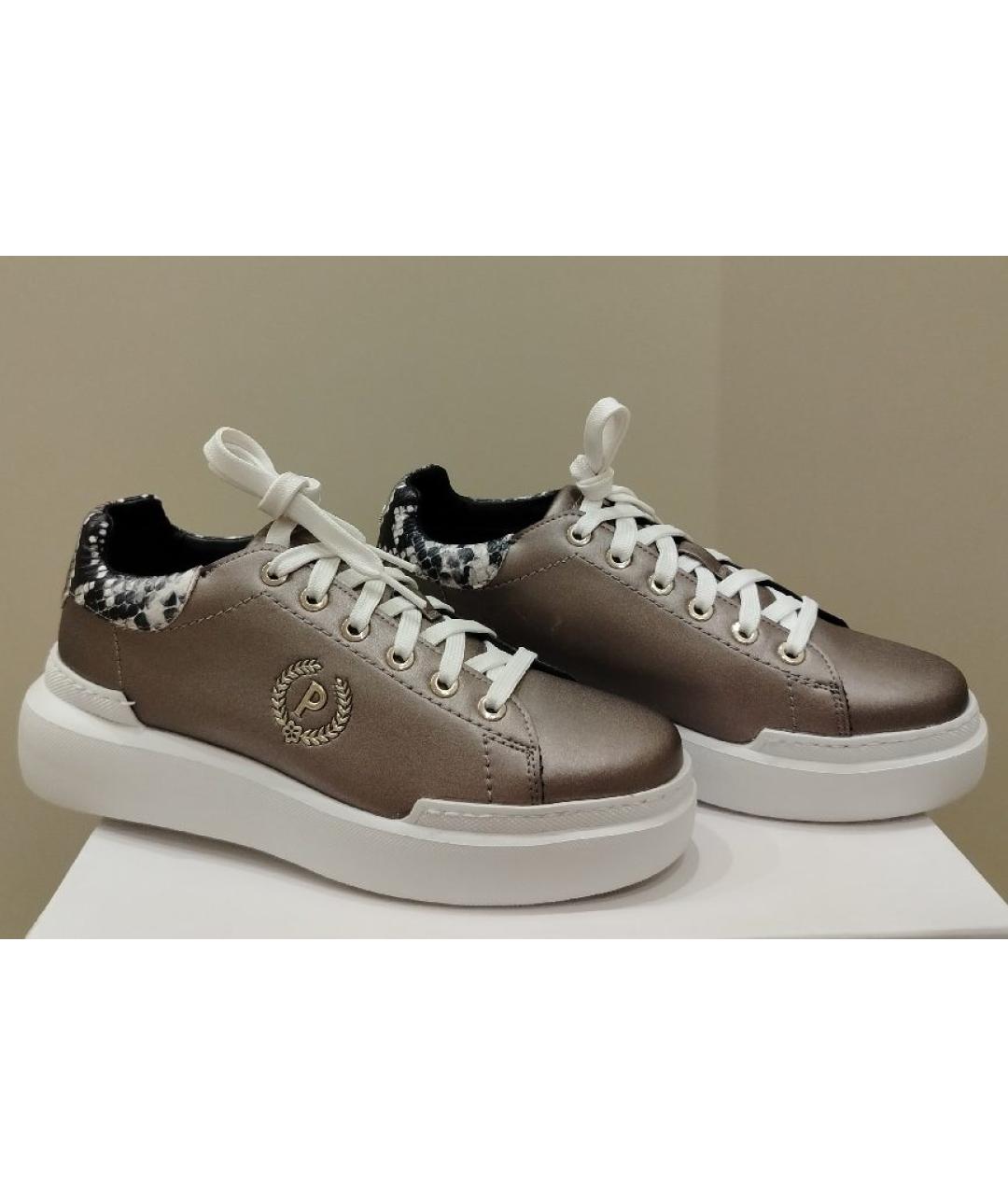 POLLINI Бежевые кроссовки из искусственной кожи, фото 6