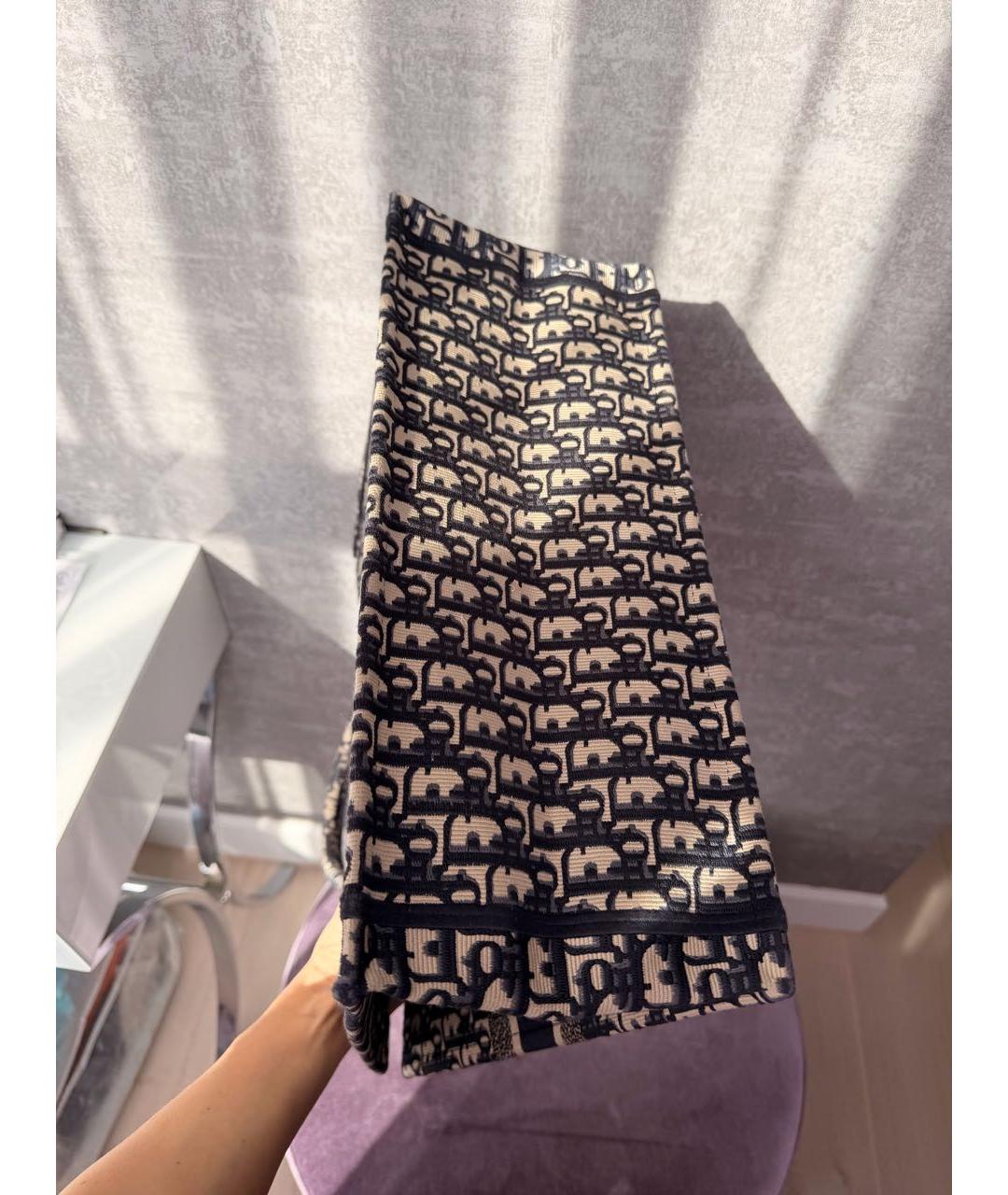 CHRISTIAN DIOR Темно-синяя жаккардовая сумка тоут, фото 6