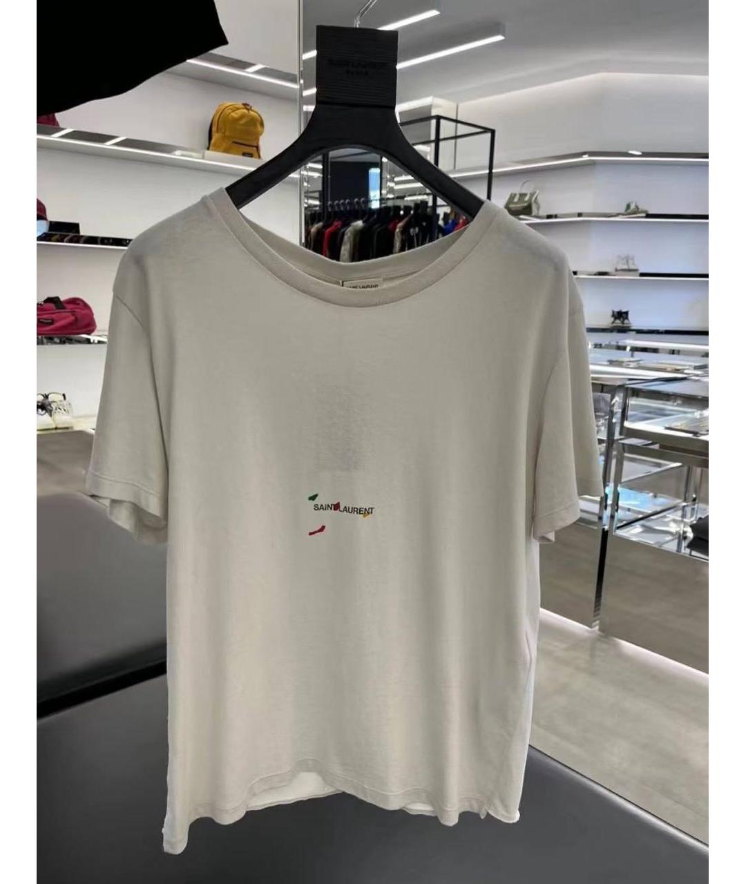 SAINT LAURENT Серая хлопковая футболка, фото 4