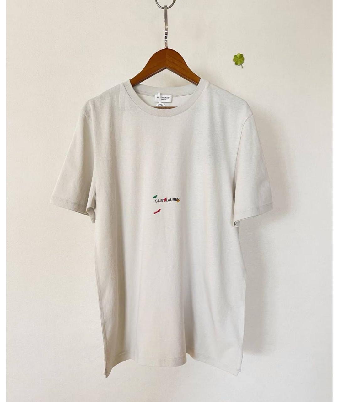 SAINT LAURENT Серая хлопковая футболка, фото 5