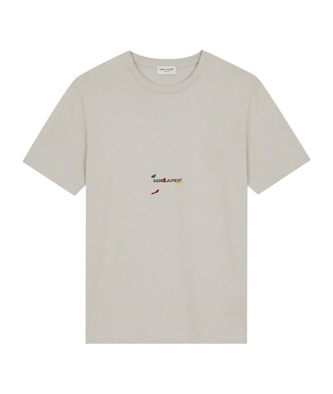 SAINT LAURENT Серая хлопковая футболка, фото 1