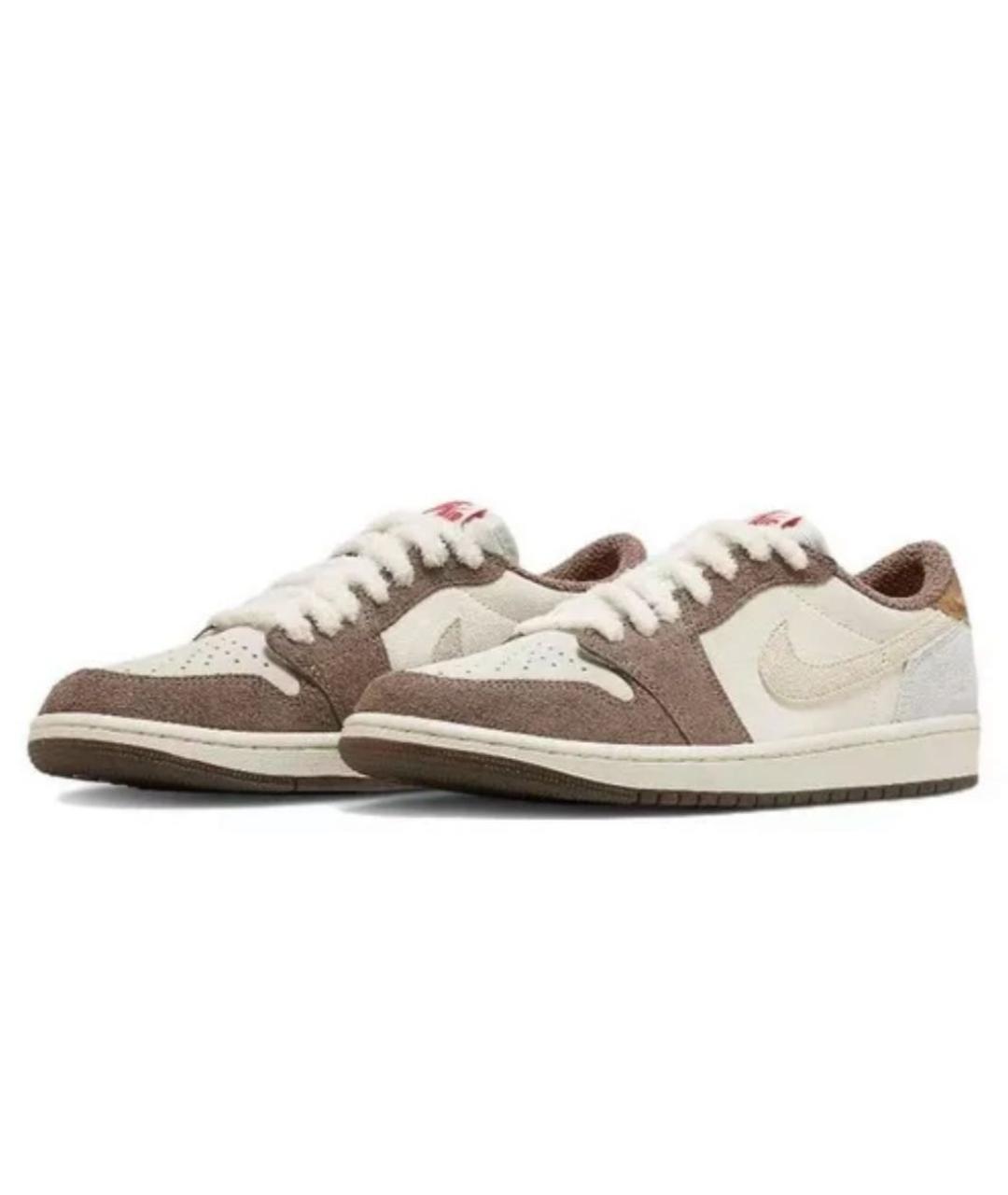 JORDAN Бежевые замшевые низкие кроссовки / кеды, фото 8