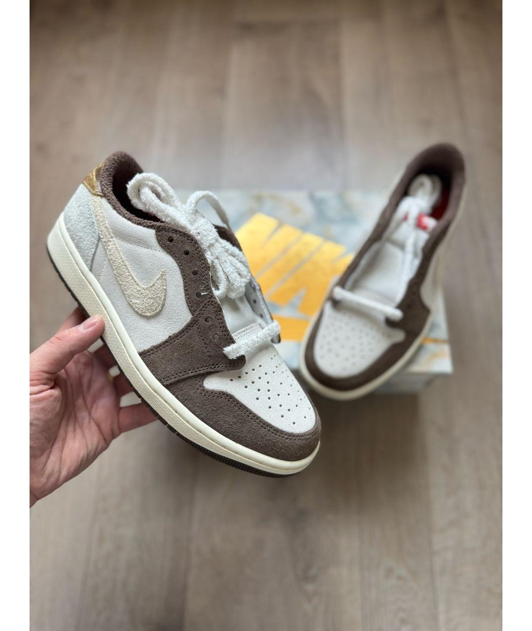 JORDAN Бежевые замшевые низкие кроссовки / кеды, фото 2