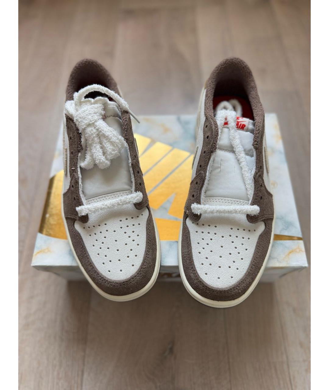 JORDAN Бежевые замшевые низкие кроссовки / кеды, фото 3