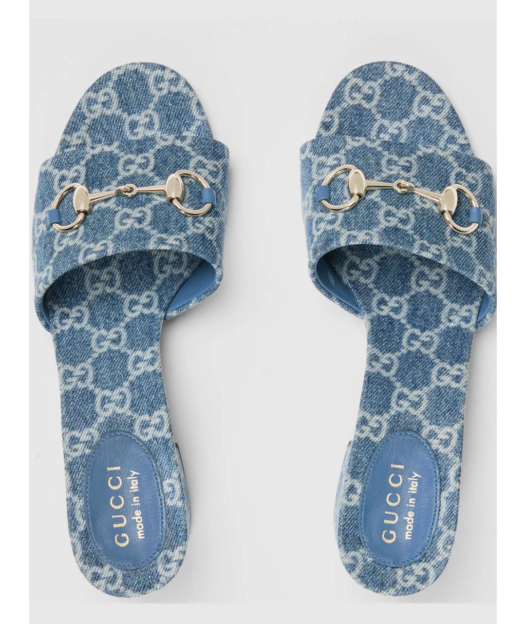GUCCI Синие мюли, фото 6