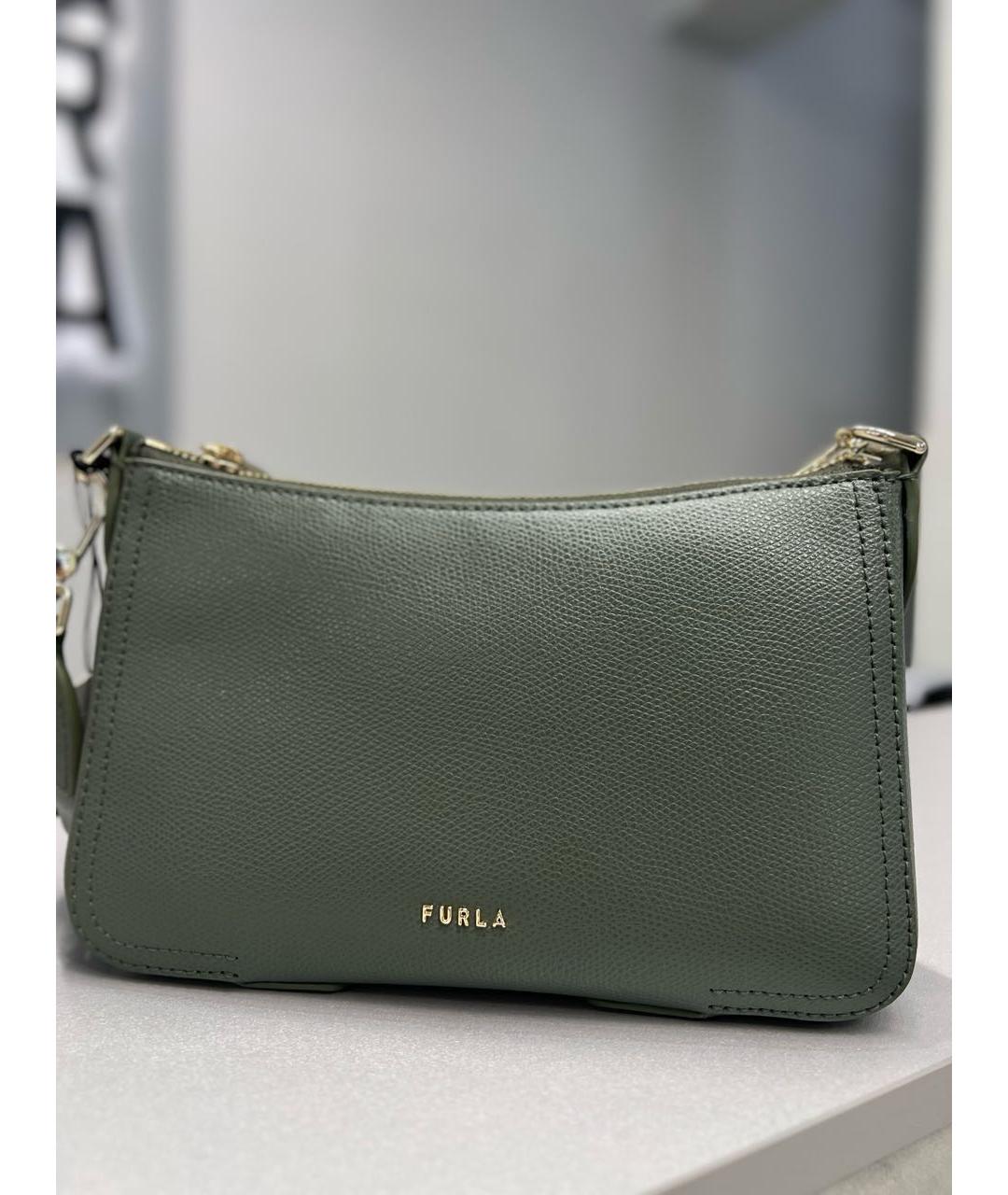 FURLA Хаки кожаная сумка через плечо, фото 5