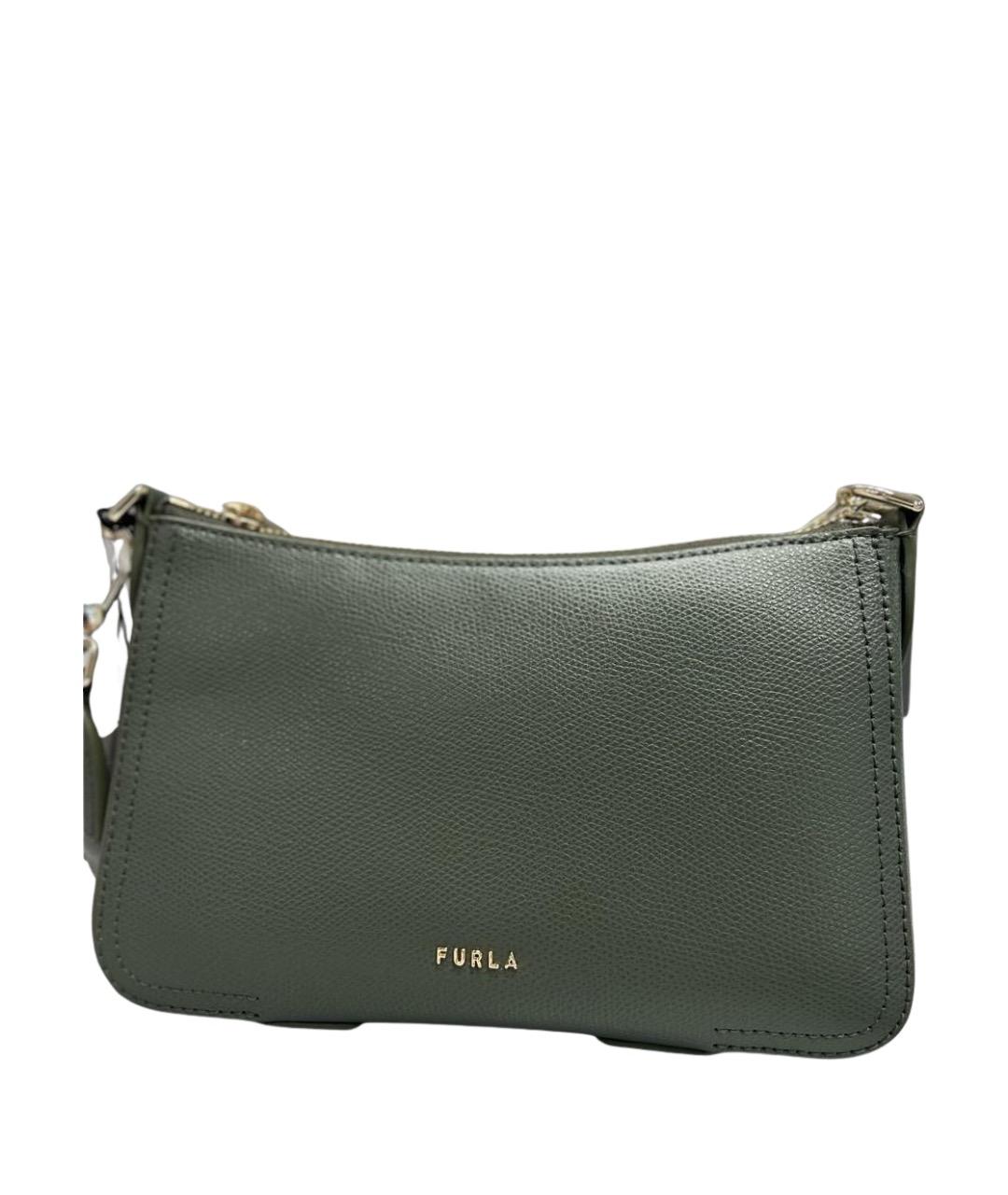 FURLA Хаки кожаная сумка через плечо, фото 1