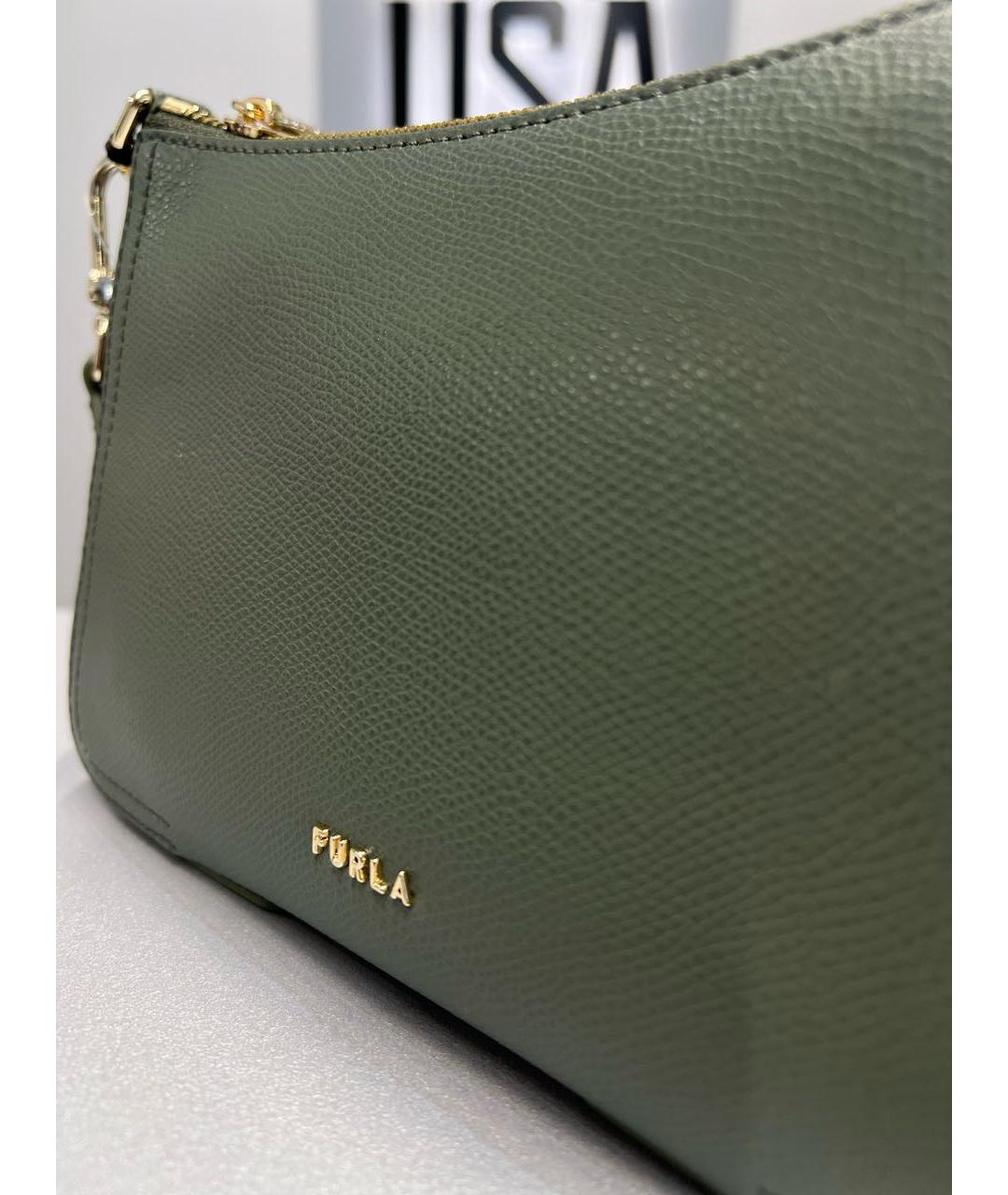 FURLA Хаки кожаная сумка через плечо, фото 2