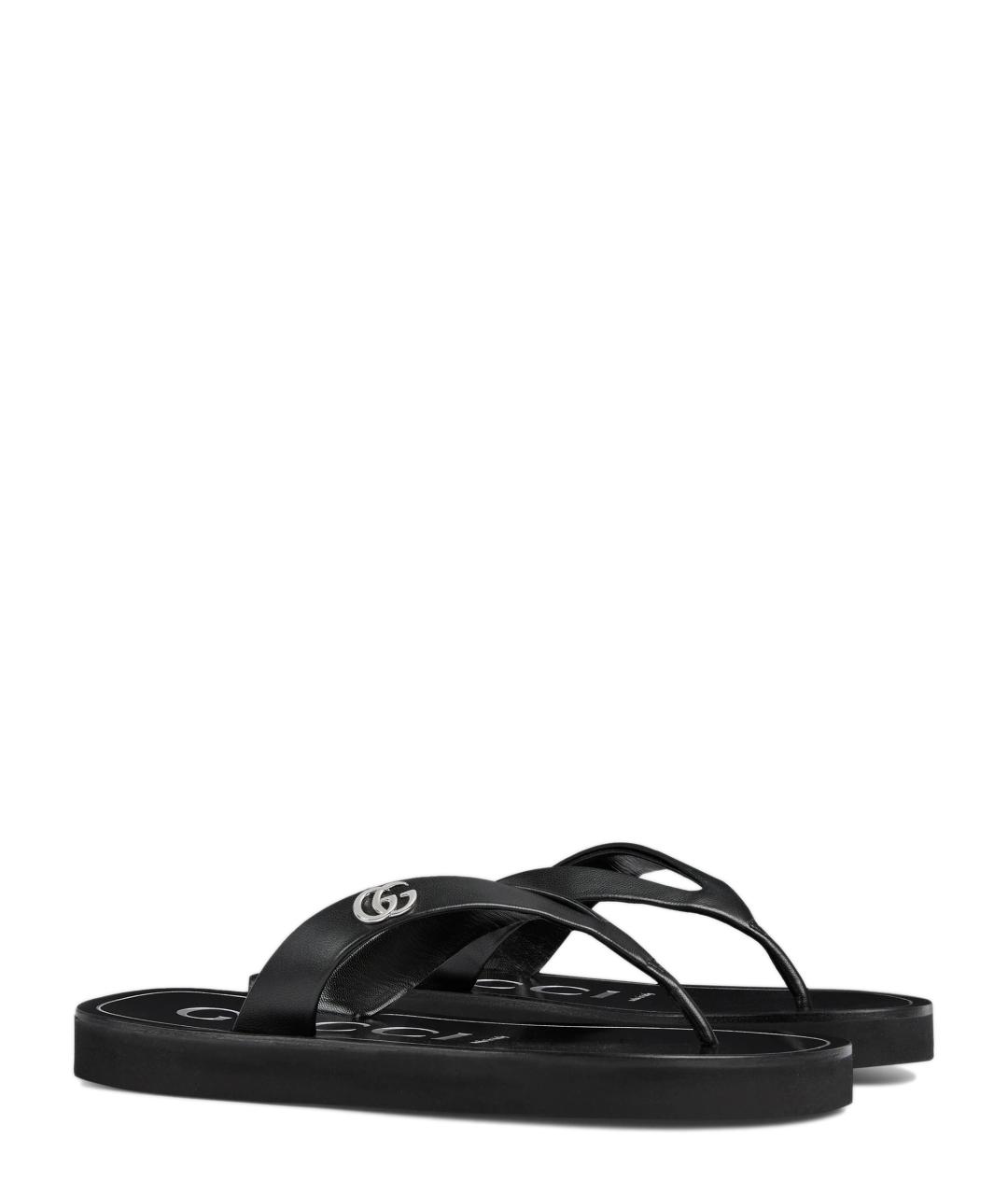 GUCCI Черные кожаные шлепанцы, фото 2
