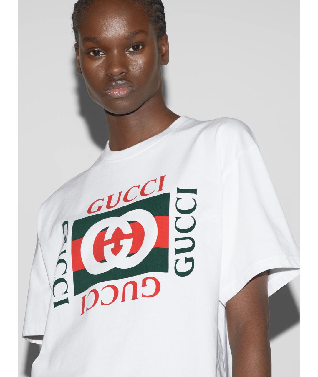 GUCCI Белая хлопковая футболка, фото 5