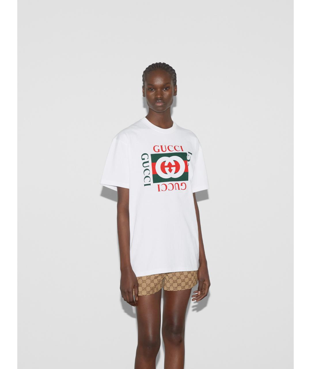 GUCCI Белая хлопковая футболка, фото 3