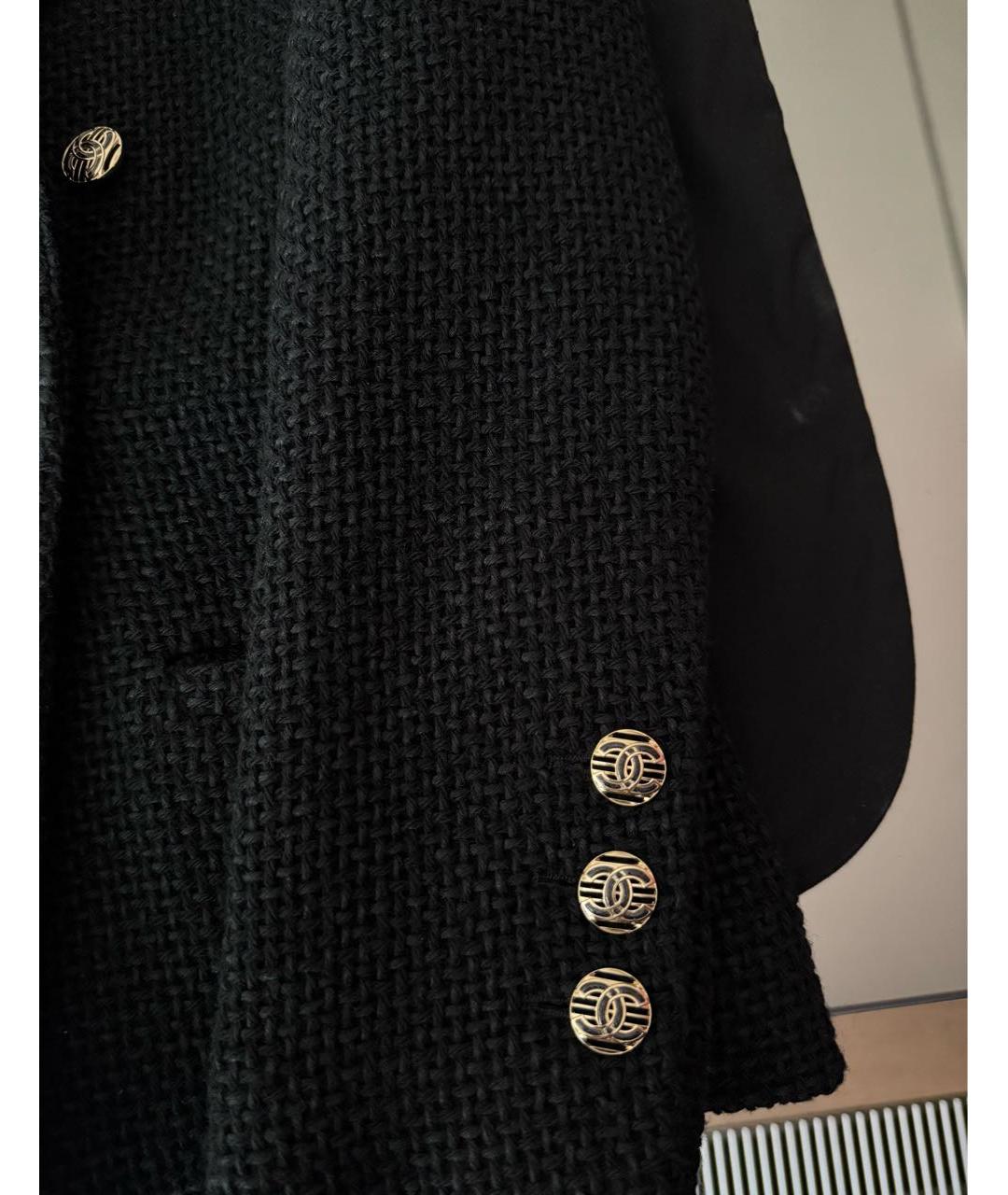 CHANEL Черный твидовый жакет/пиджак, фото 5