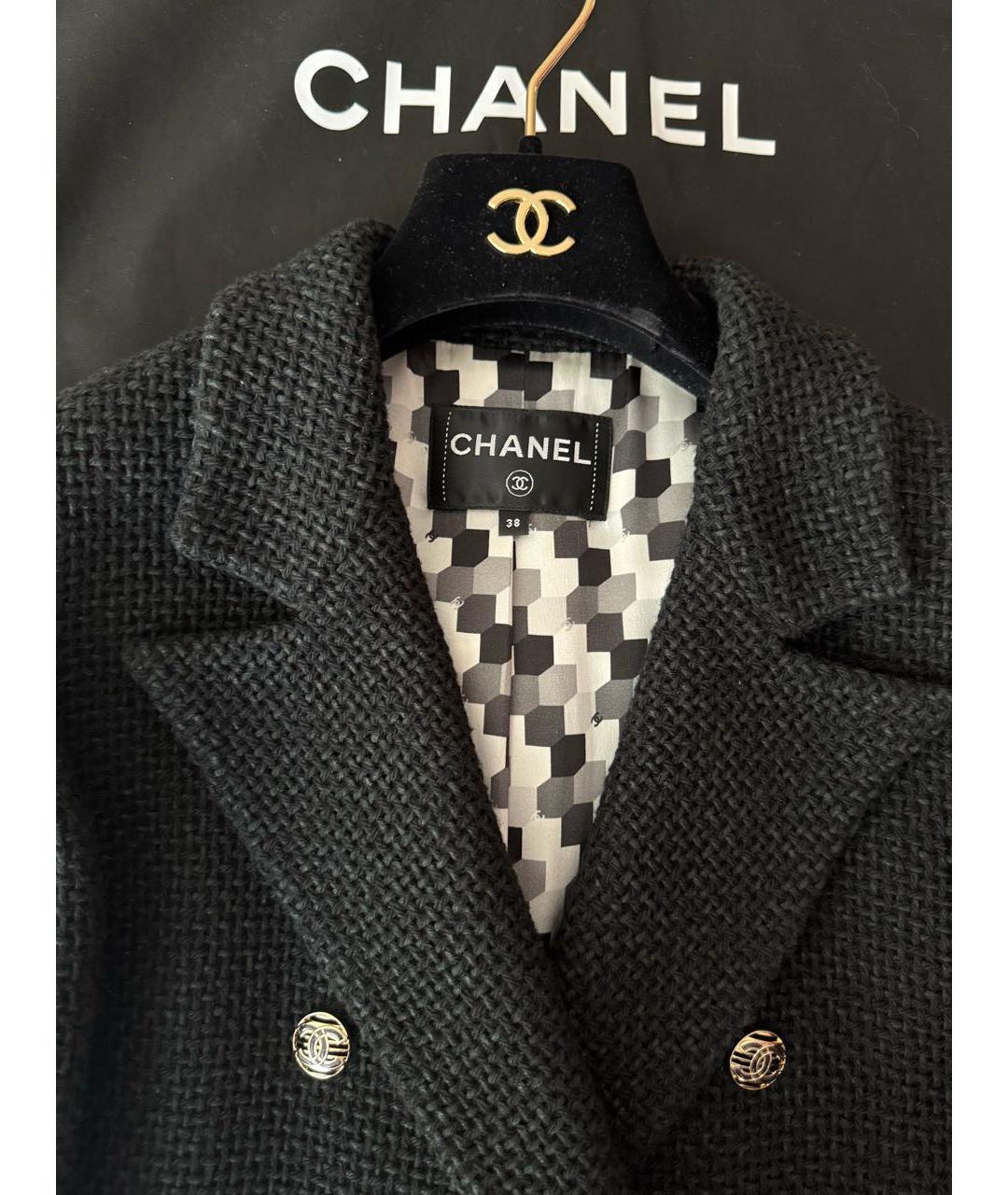 CHANEL Черный твидовый жакет/пиджак, фото 6