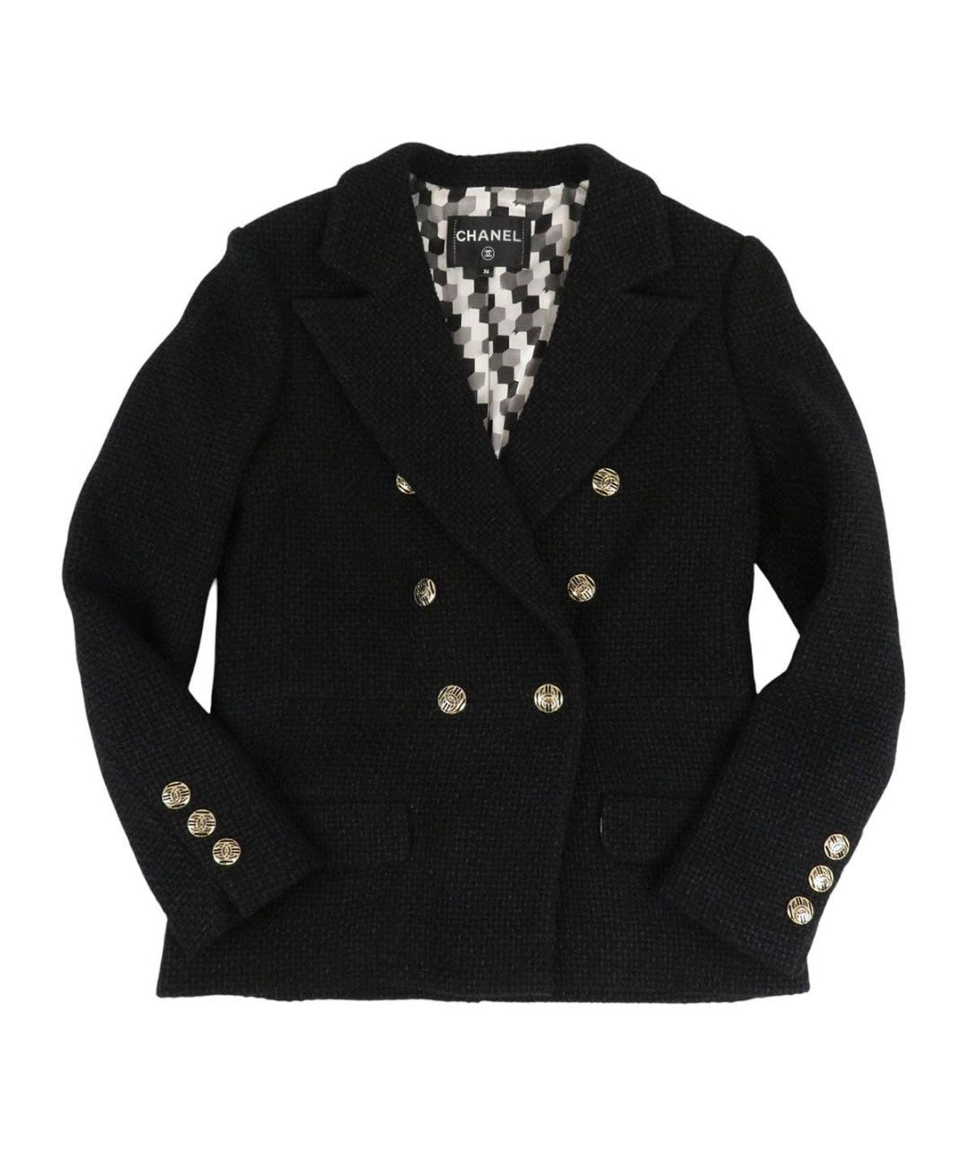 CHANEL Черный твидовый жакет/пиджак, фото 9