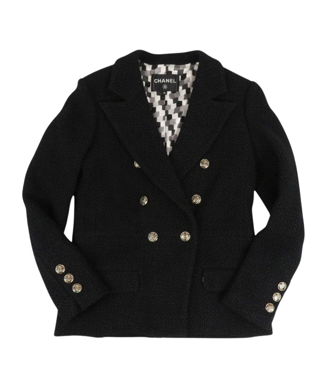 CHANEL Черный твидовый жакет/пиджак, фото 1