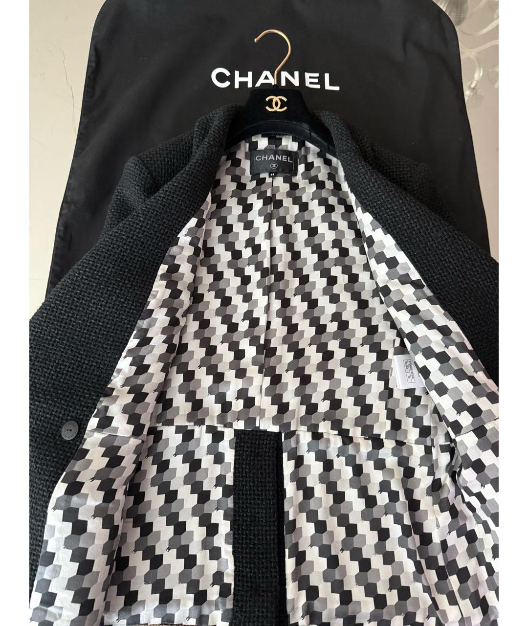 CHANEL Черный твидовый жакет/пиджак, фото 4