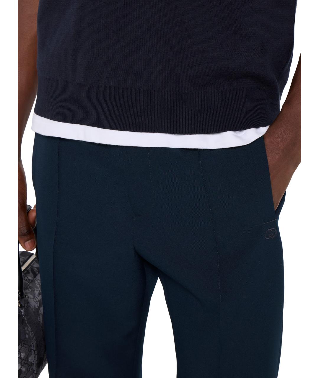 GUCCI Синие полиэстеровые повседневные брюки, фото 4