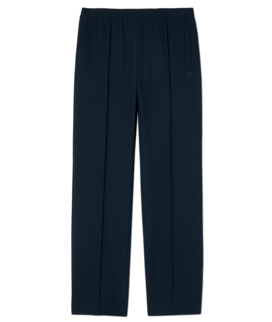 GUCCI Синие полиэстеровые повседневные брюки, фото 1