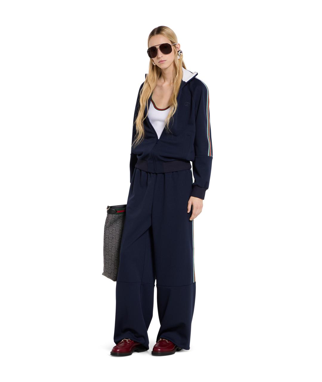 GUCCI Темно-синие полиэстеровые спортивные брюки и шорты, фото 2