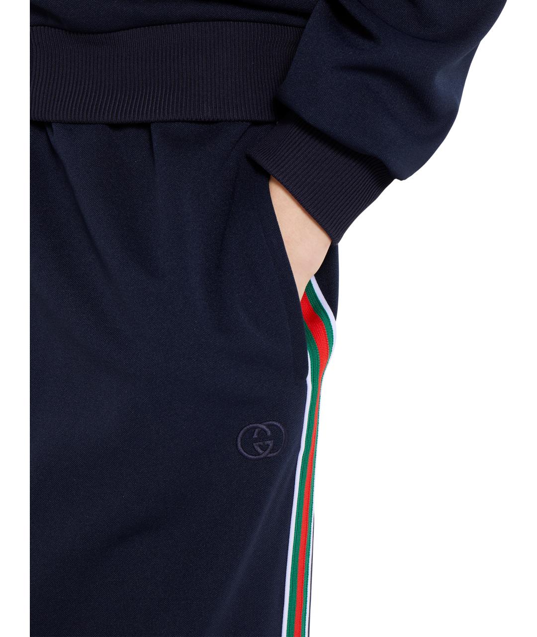 GUCCI Темно-синие полиэстеровые спортивные брюки и шорты, фото 4