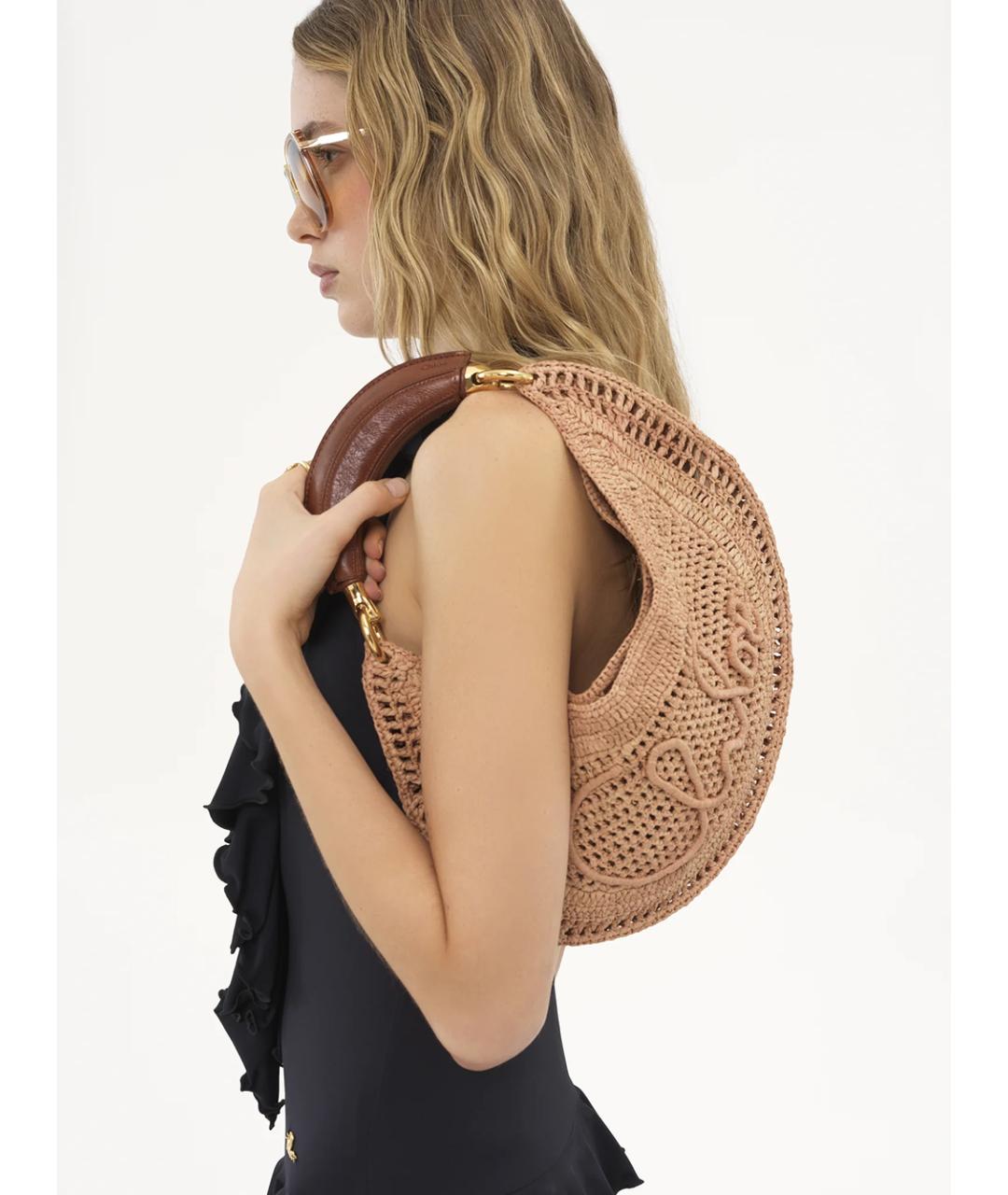 CHLOE Бежевая пелетеная сумка с короткими ручками, фото 2