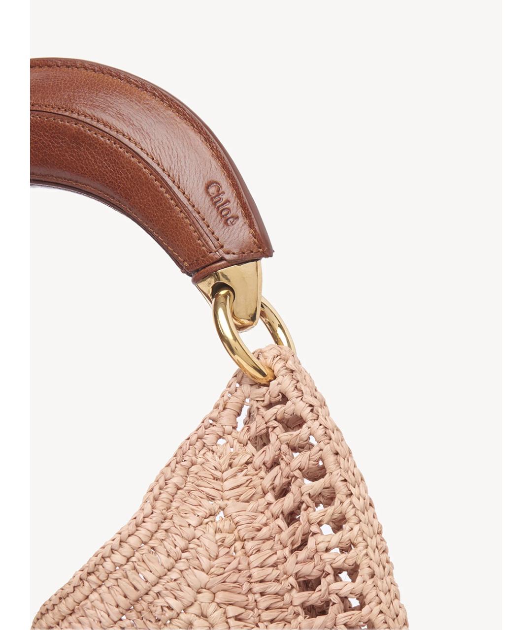 CHLOE Бежевая пелетеная сумка с короткими ручками, фото 6