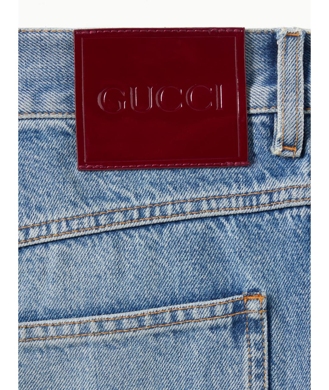 GUCCI Синие хлопковые прямые джинсы, фото 5