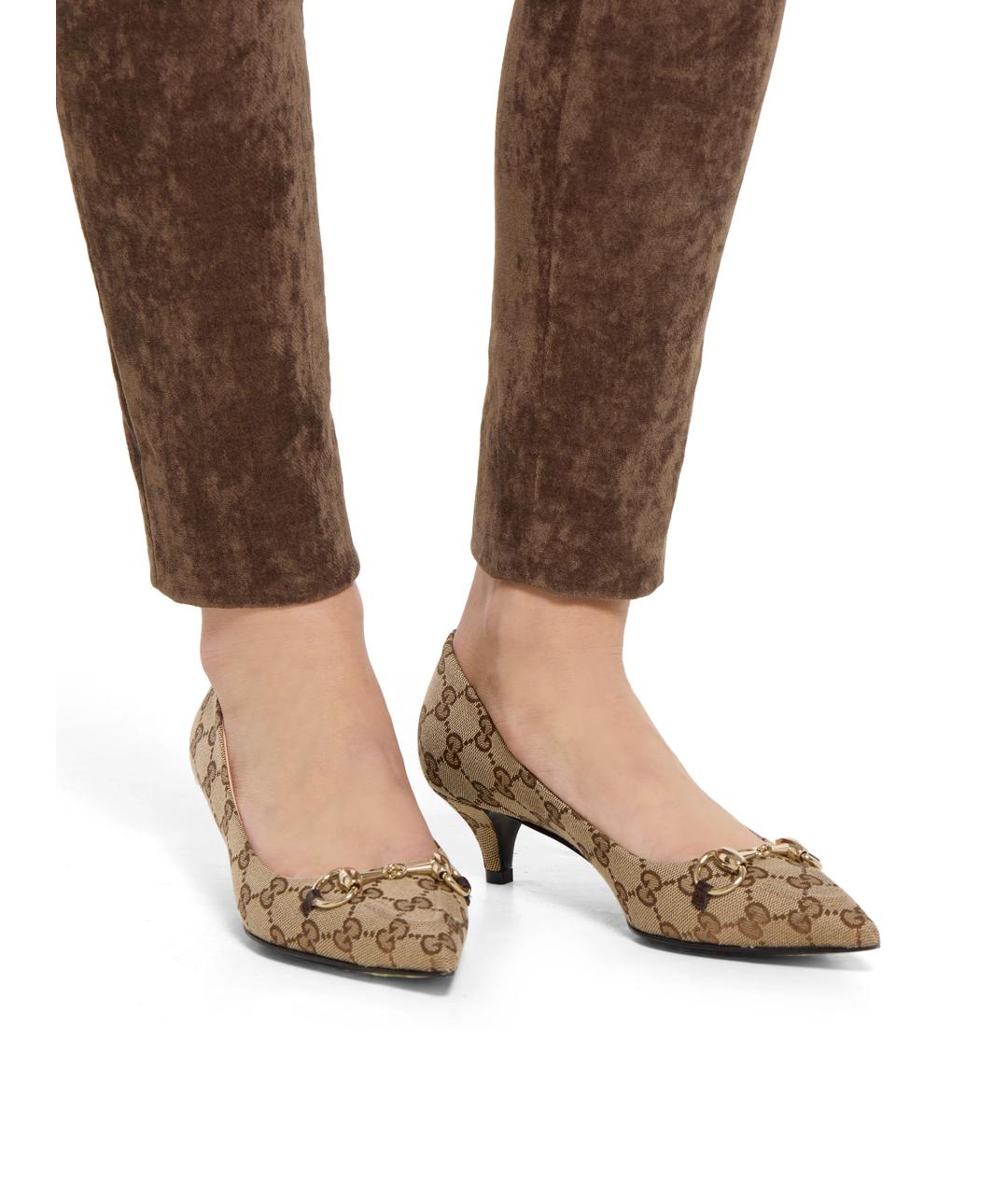 GUCCI Бежевые текстильные туфли, фото 4