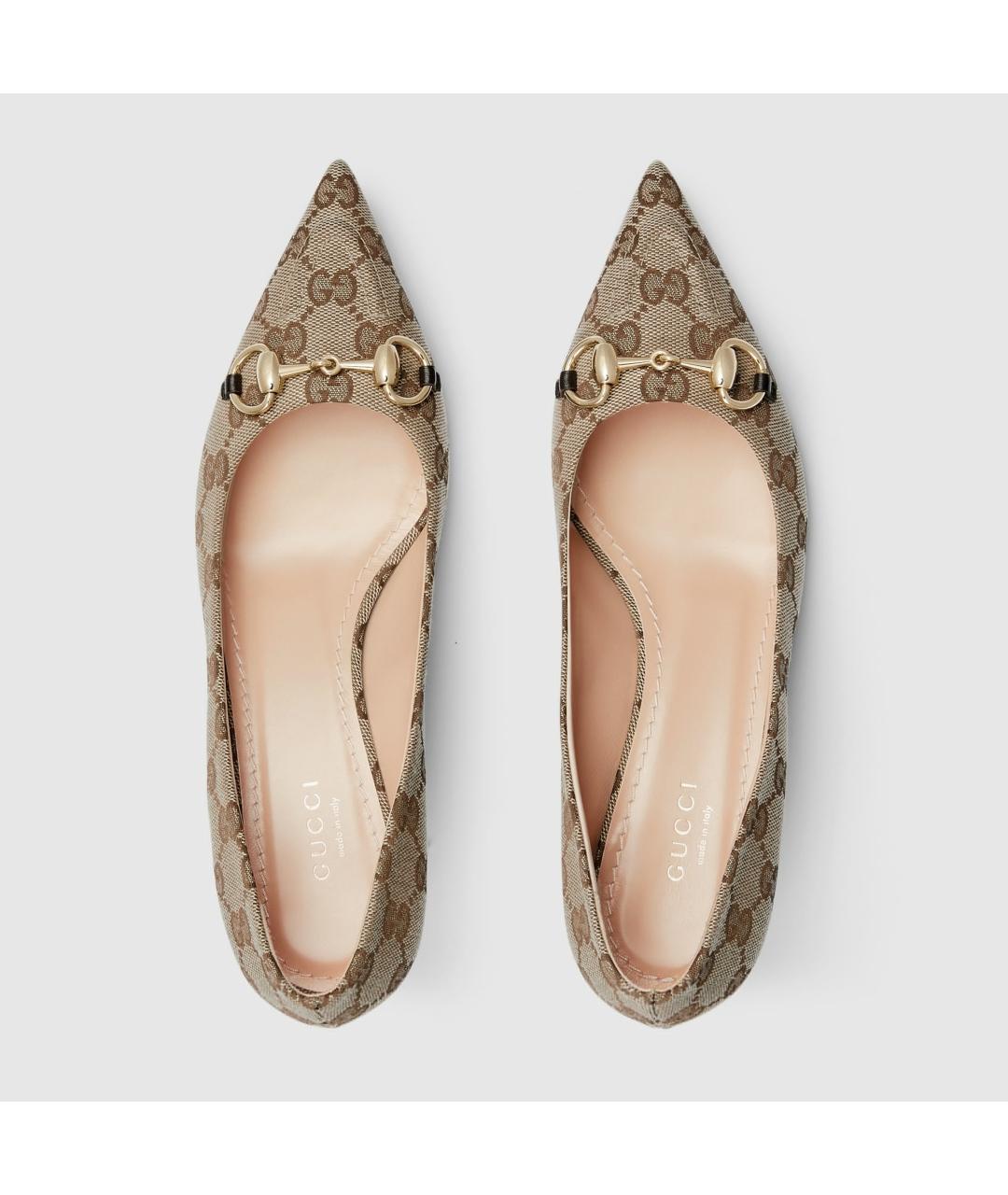 GUCCI Бежевые текстильные туфли, фото 6