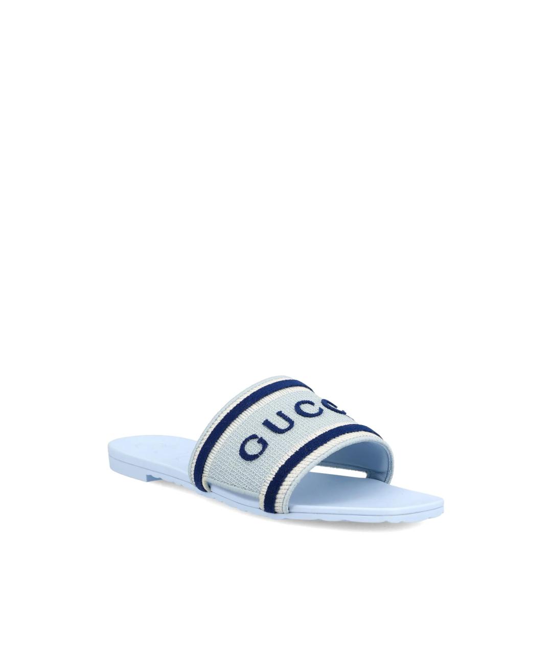 GUCCI Голубые текстильные шлепанцы, фото 2