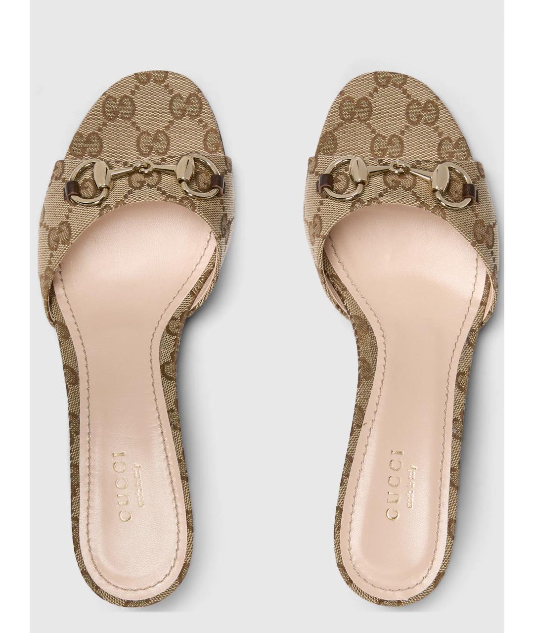 GUCCI Бежевые текстильные мюли, фото 6