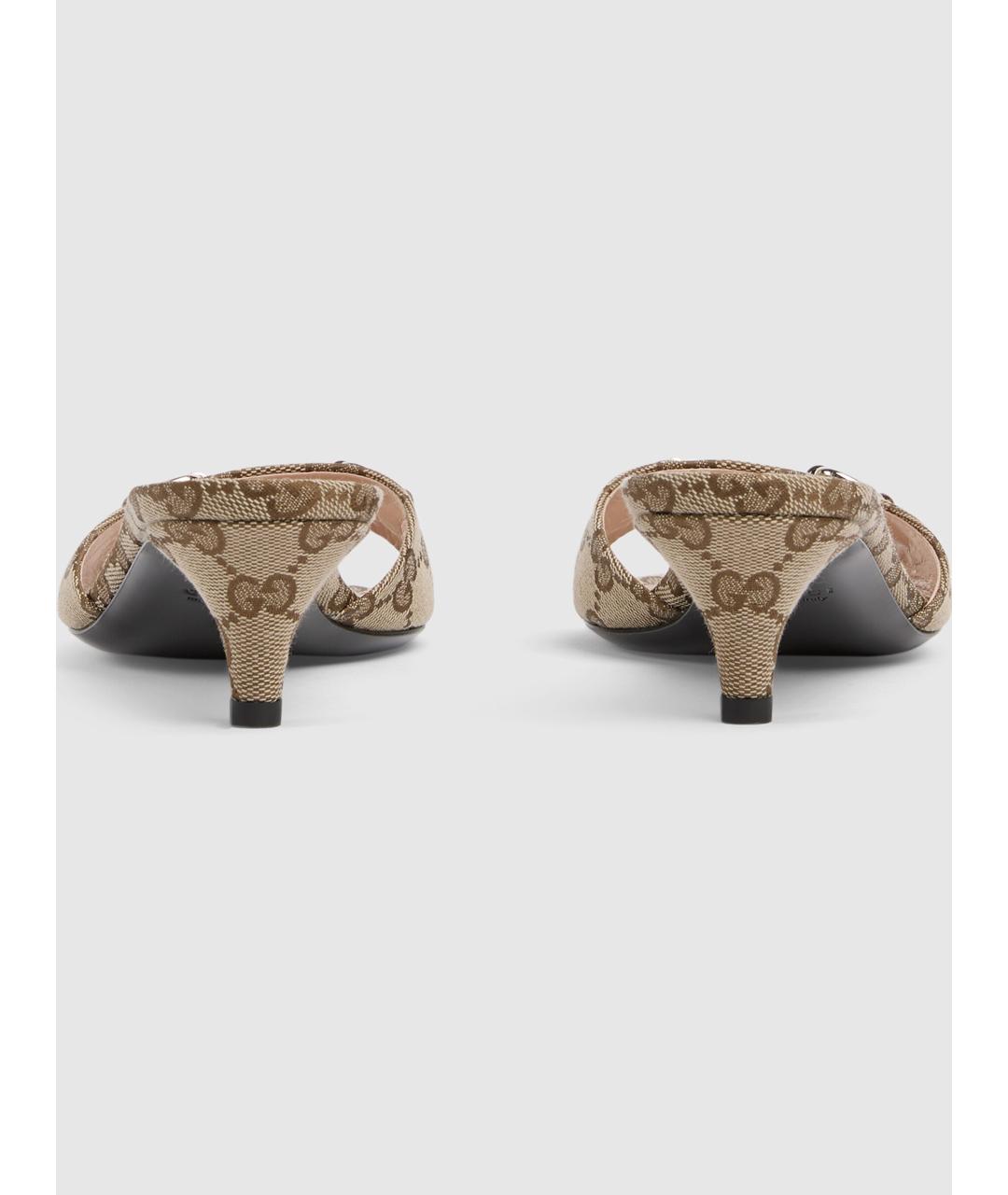 GUCCI Бежевые текстильные мюли, фото 5