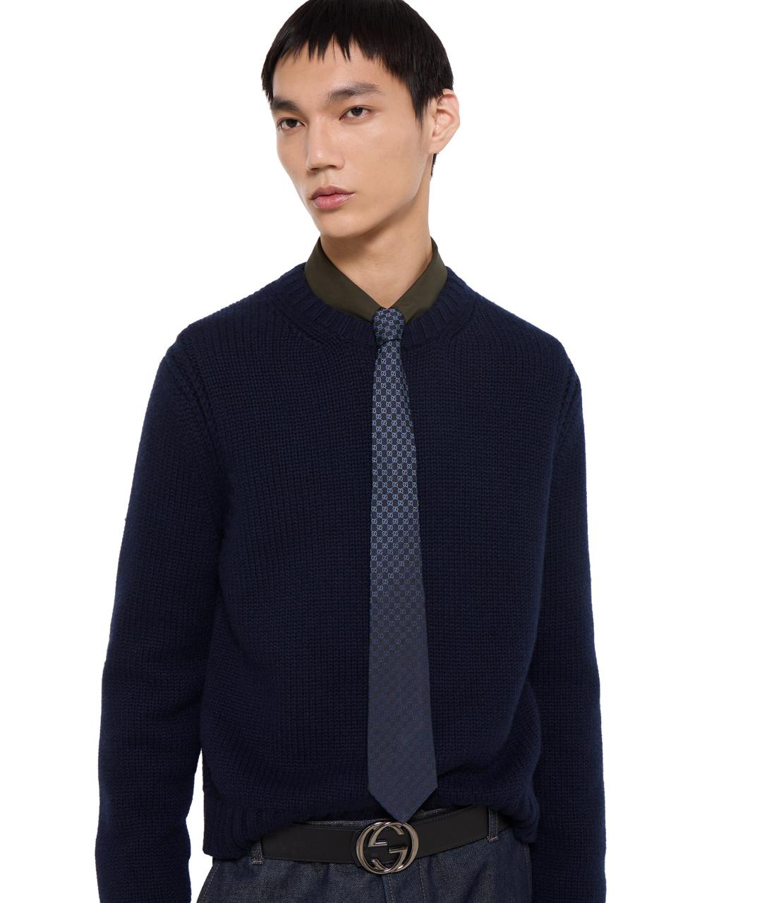 GUCCI Синий шелковый галстук, фото 2