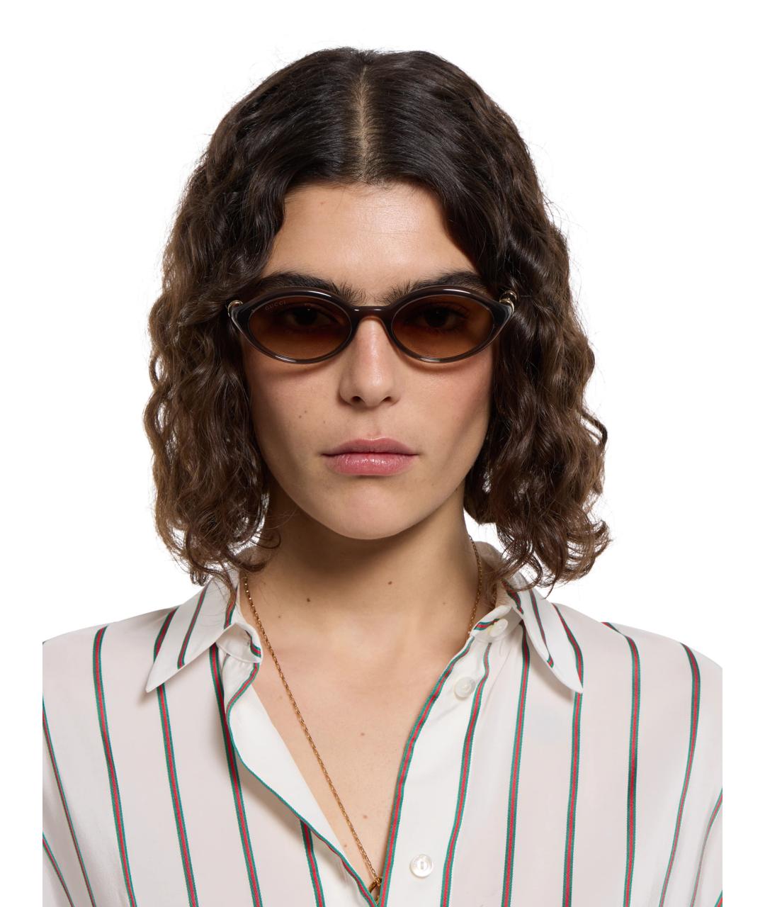 GUCCI Коричневые пластиковые солнцезащитные очки, фото 4