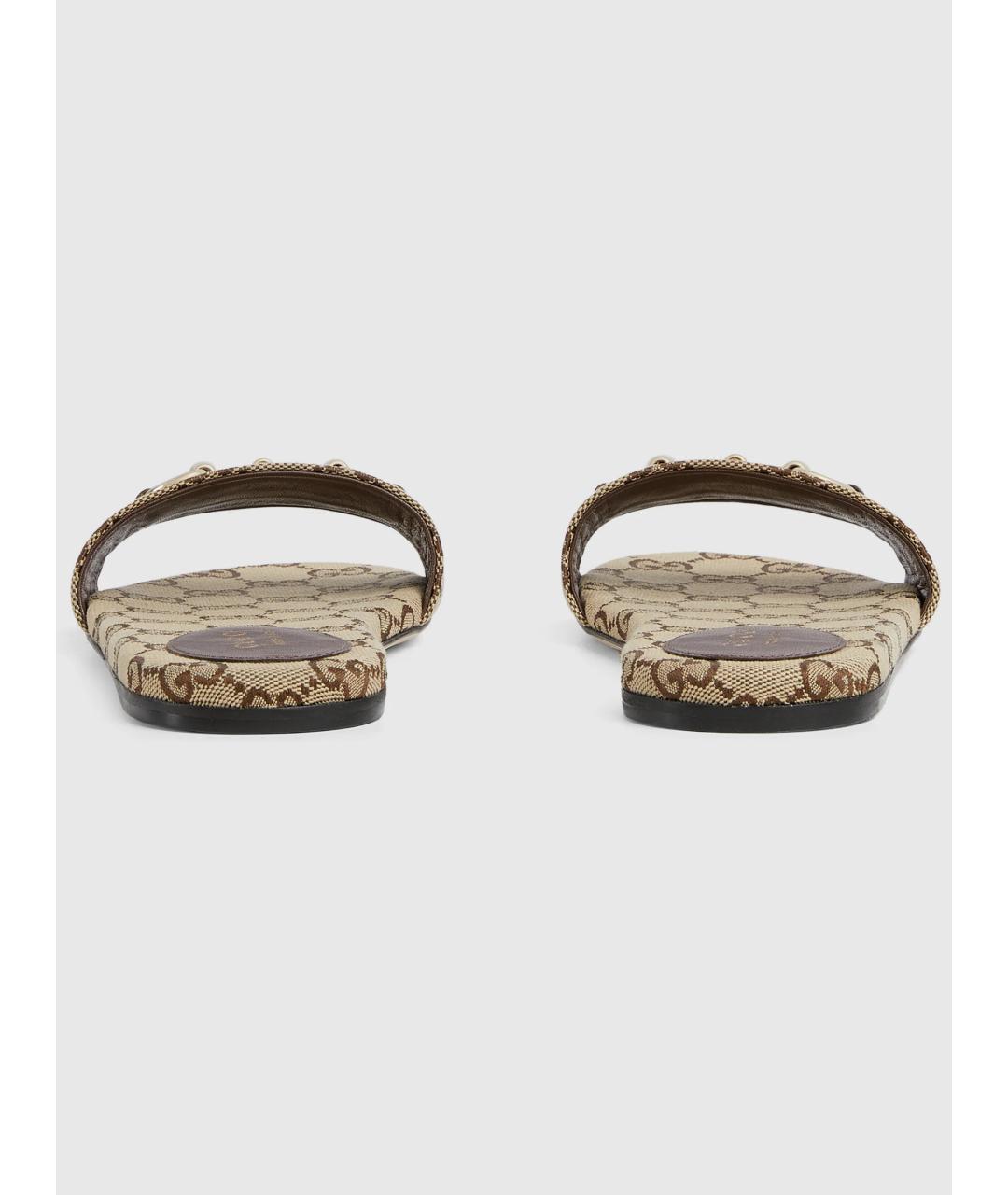 GUCCI Бежевые текстильные шлепанцы, фото 4