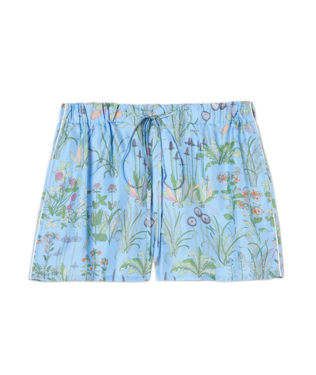 GUCCI Мульти шелковые шорты, фото 1