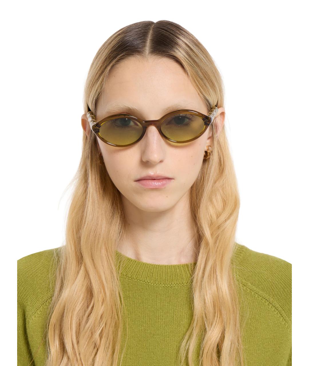 GUCCI Зеленые пластиковые солнцезащитные очки, фото 4