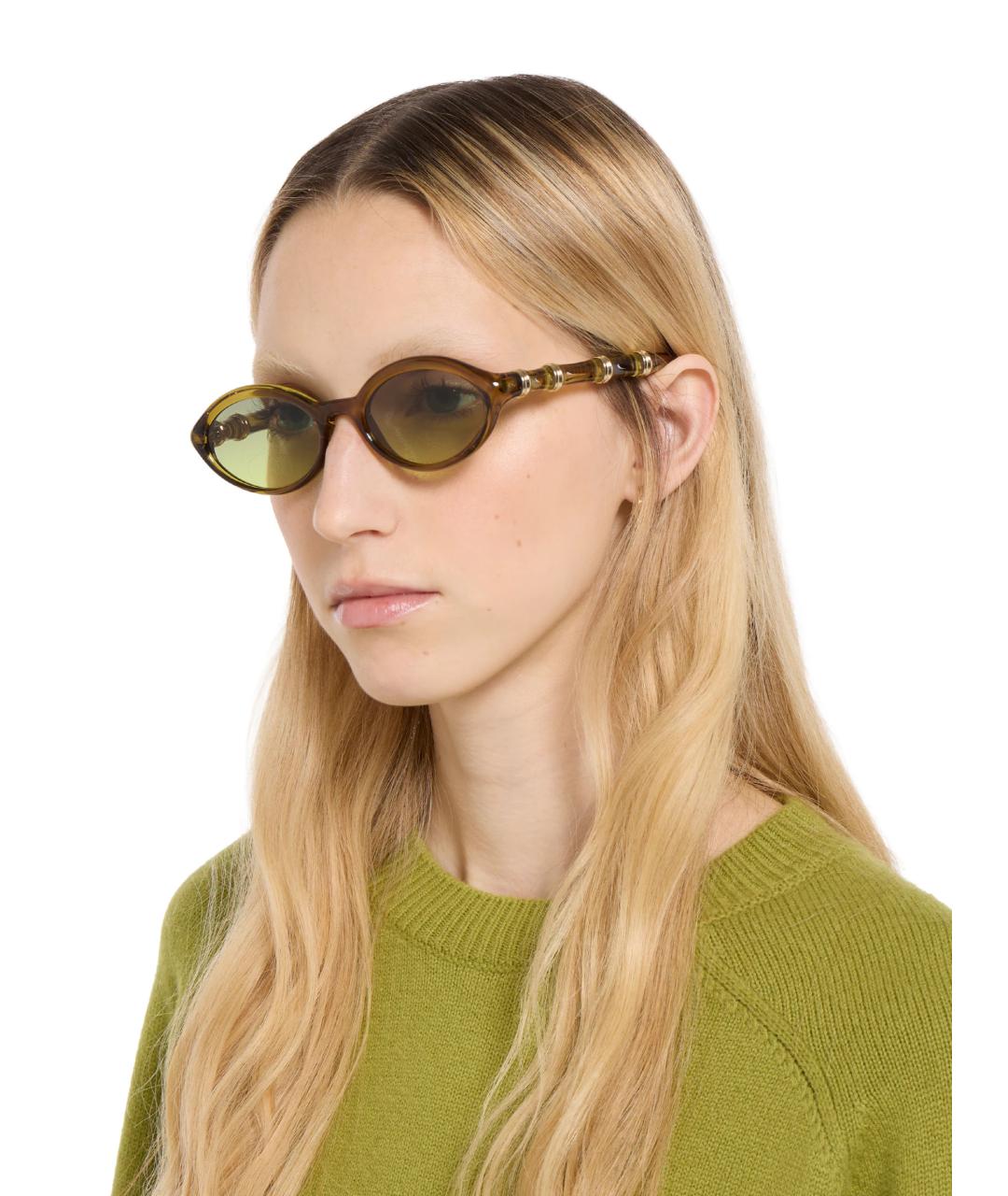 GUCCI Зеленые пластиковые солнцезащитные очки, фото 2