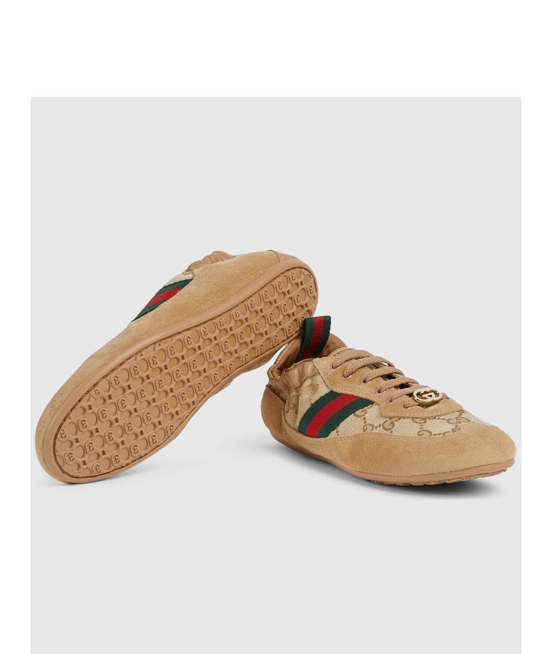 GUCCI Бежевые замшевые кроссовки, фото 8